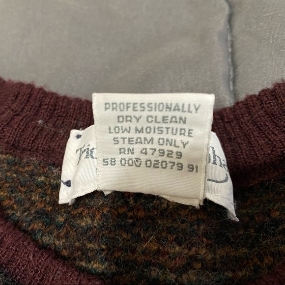 Vintage 80’s Tricots St Raphael Earthy Multi Patchwork Wool Sweater - Picture 9 of 11